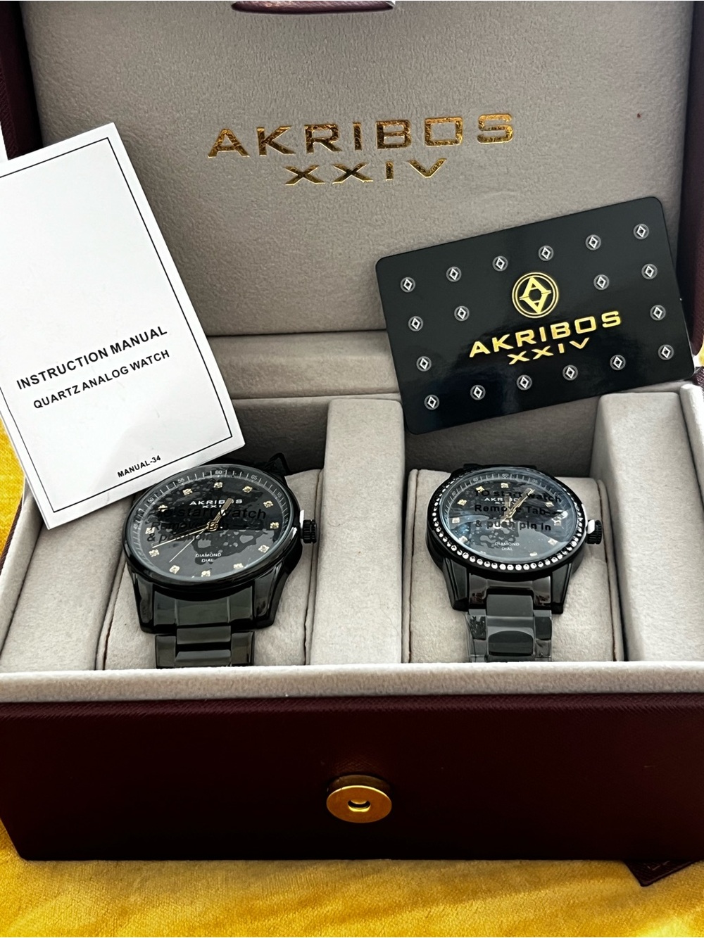 Akribos XXIV His & Hers Diamond Dial Watch Set - NWT